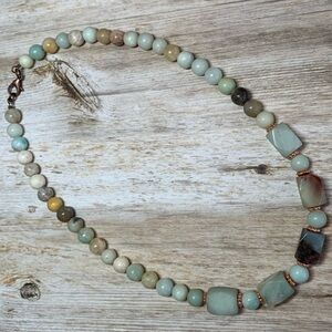 Amazonite gemstone necklace w Rose gold accents